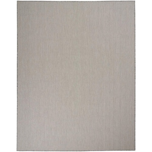 Courtyard Ivory/Charcoal 10 ft. x 14 ft. All-over design Contemporary Indoor/Outdoor Area Rug