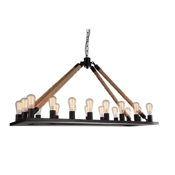 CWI Lighting Ganges 18-Light Black Chandelier