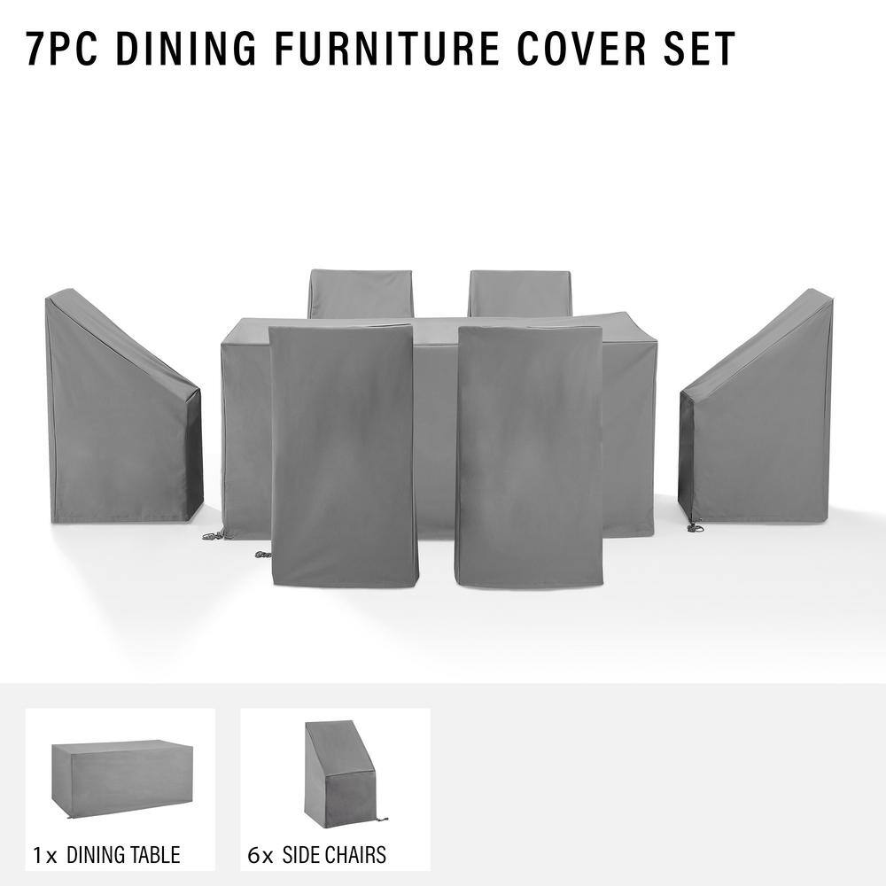 Gray Heavy-Duty Vinyl 7-Piece Outdoor Furniture Cover Set