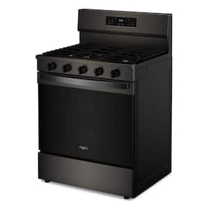 30 in. 5 Burners Freestanding Gas Range in Black-on-Stainless with Air Cooking Technology