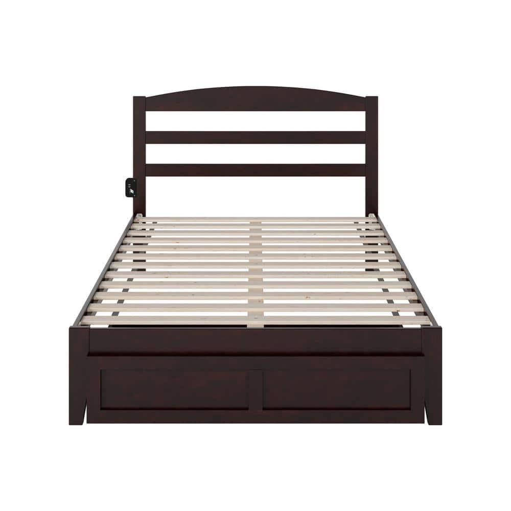 Espresso Warren Full Platform Bed with Sleek Foot Drawer