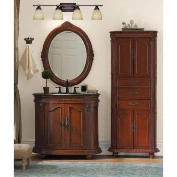 Apollo 31.25 in. 4-Light Oil Rubbed Bronze Transitional Vanity Light with Amber Sandstone Glass Shades