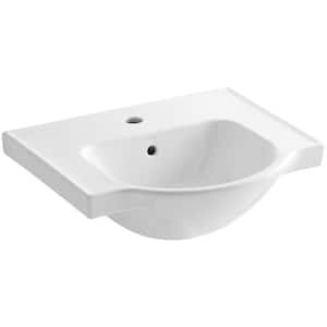 Veer 21 in. Vitreous China Pedestal Sink Basin in White with Overflow Drain