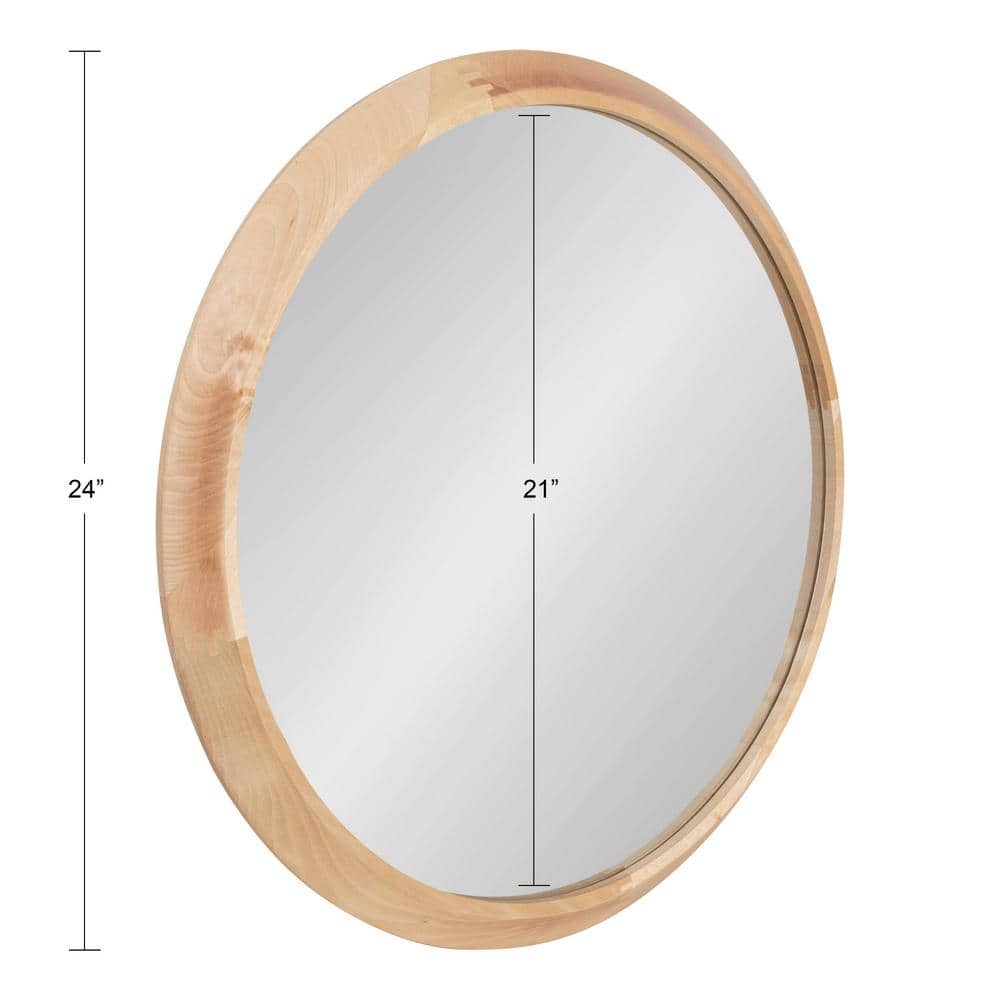 Uldrich Natural Brown 27'' Round Wood Decorative Wall Mirror