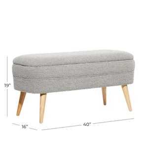 Gray Upholstered Storage Bench with Wood Legs 19 in. X 40 in. X 16 in.