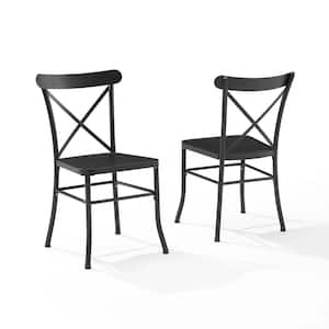 Astrid Matte Black Metal Outdoor Dining Chair (2-Pack)