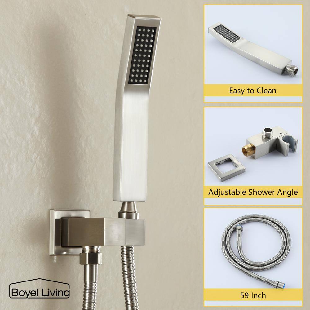 Brushed Nickel Wall Mounted Rainfall Shower System with Handheld