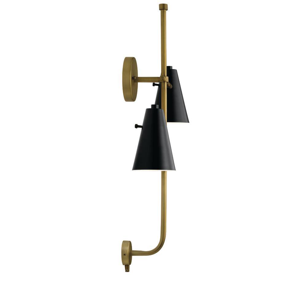 Sylvia Black and Brass 2-Light Wall Sconce