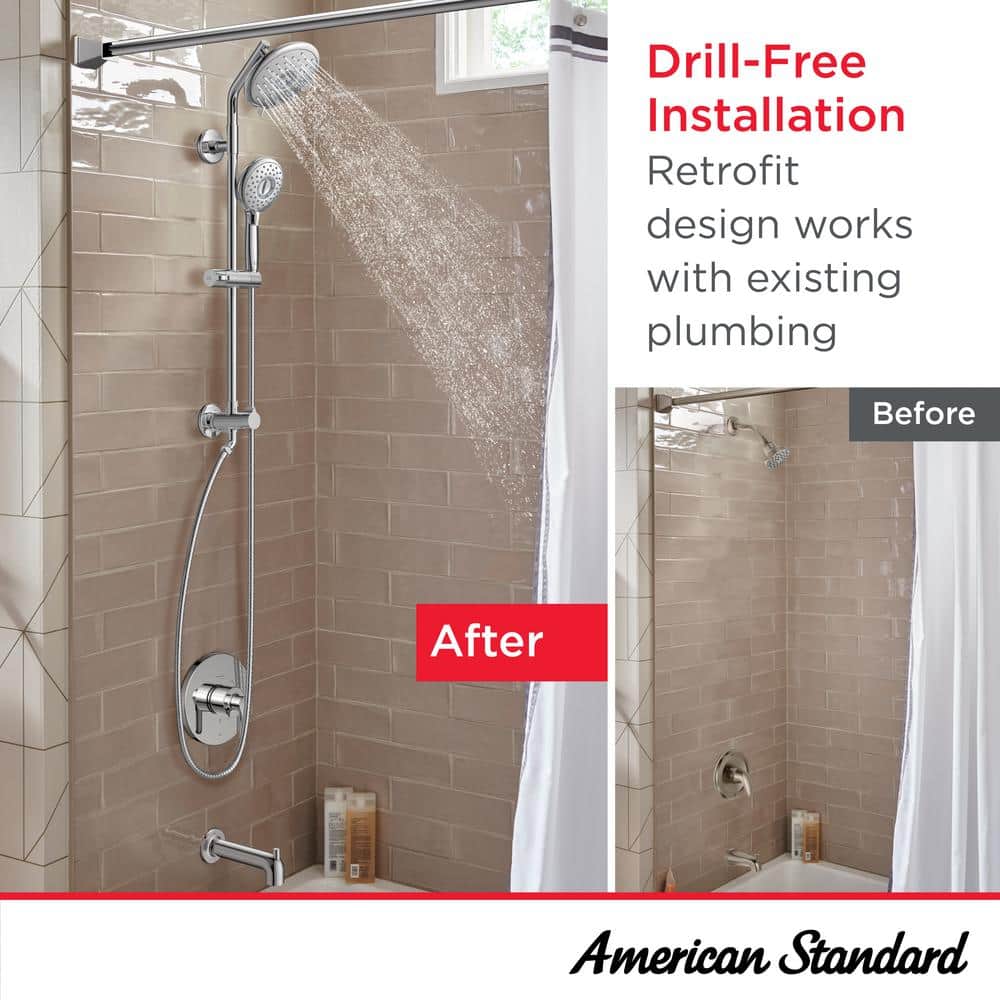 Polished Chrome Adjustable Dual Shower System with Handheld and Rain Heads