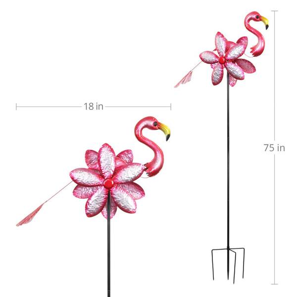 Details about   Pink Flamingo Garden Stake w/ Wind Spinner 60" High Iron 
