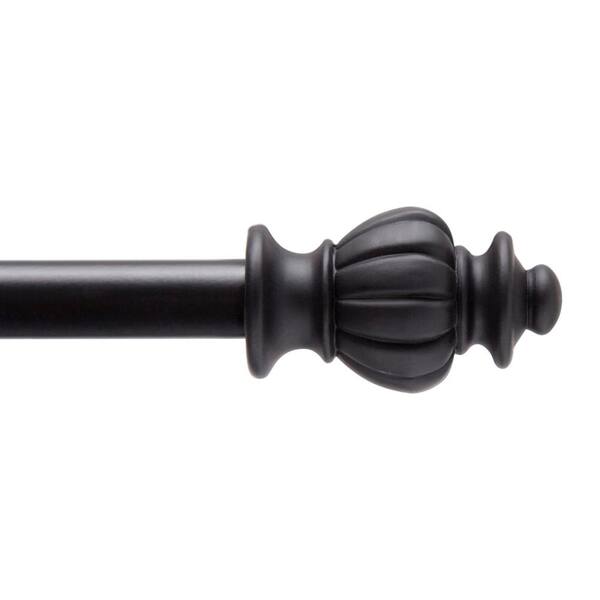 Kenney Othello 48 in. - 86 in. Adjustable 1/2 in. Petite Cafe Decorative Window Single Curtain Rod in Black