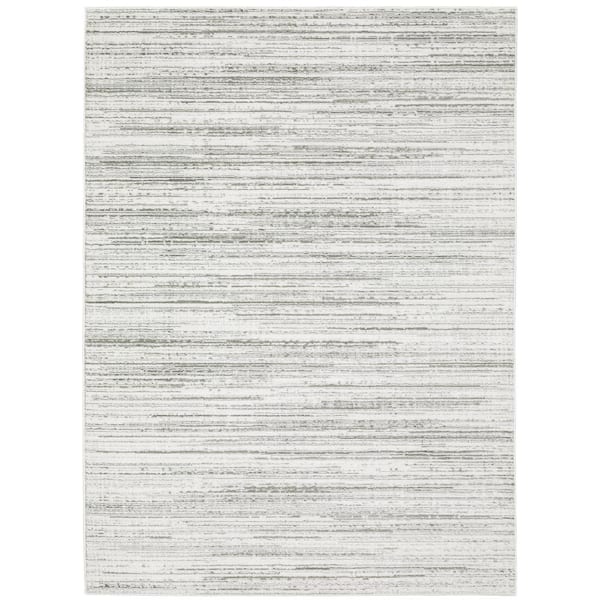 AVERLEY HOME Monticello White/Gray 7 ft. x 10 ft. Distressed Abstract Striped Polyester Indoor Area Rug