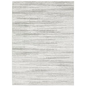 Monticello White/Gray 8 ft. x 11 ft. Distressed Abstract Striped Polyester Indoor Area Rug