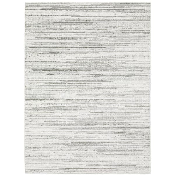 Monticello White/Gray 10 ft. x 13 ft. Distressed Abstract Striped Polyester Indoor Area Rug