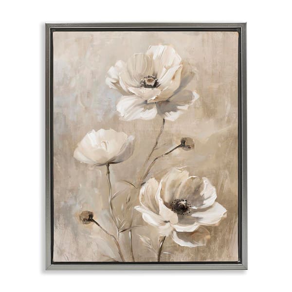 Neutral Country Flora by Nina Blue Gray Floater Frame Nature Graphic Art Print 31 in. x 25 in.