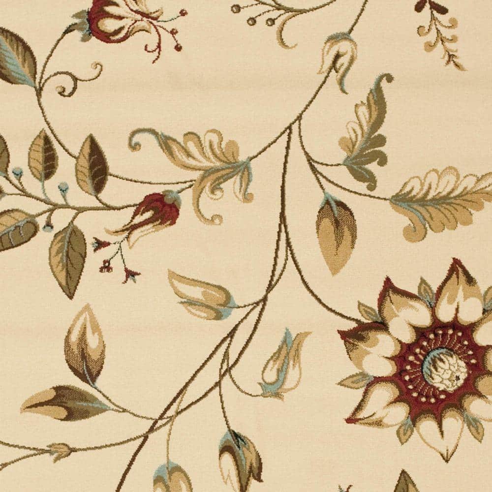 Ivory Multi Floral Synthetic Medium Pile Area Rug