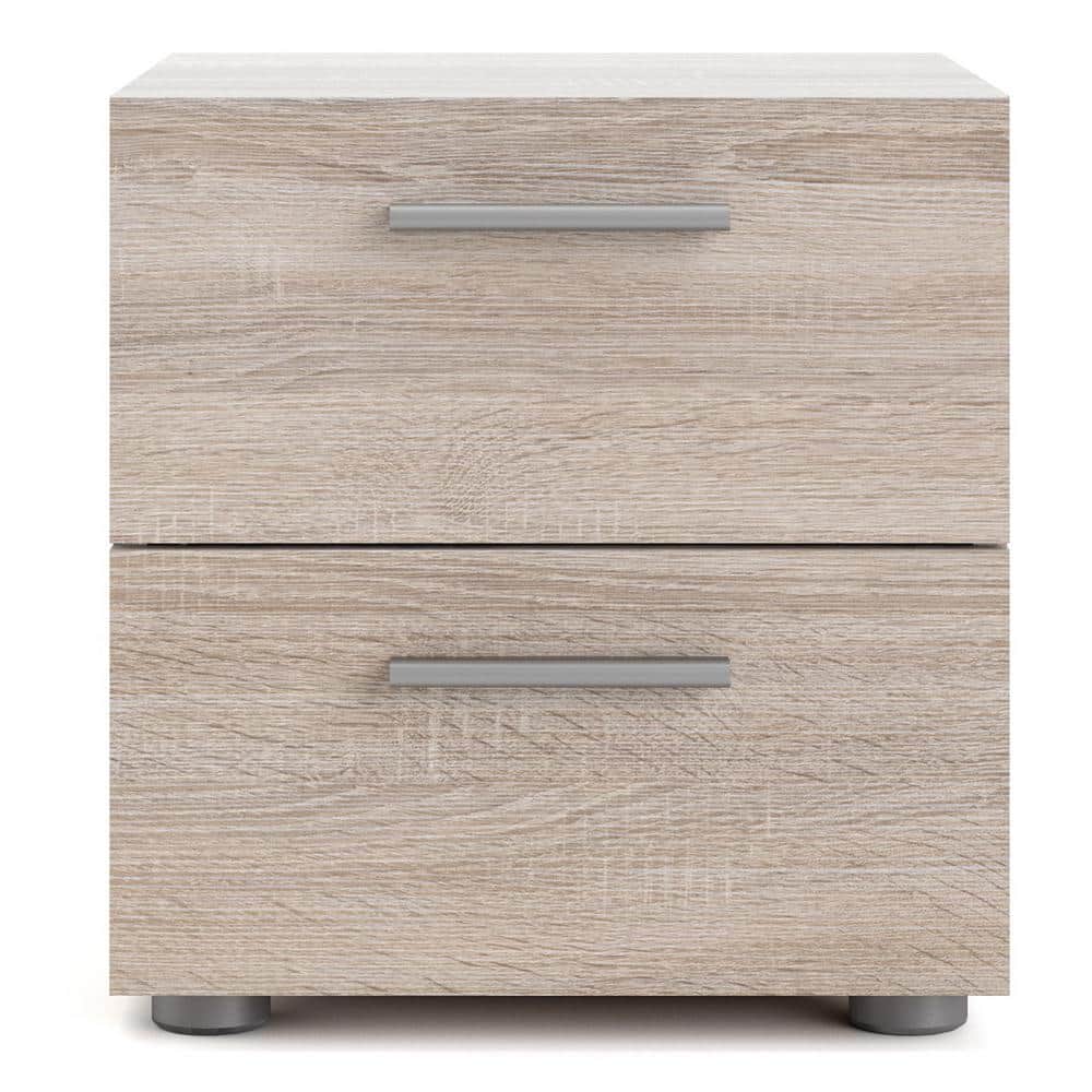 Truffle Transitional 2-Drawer Nightstand with Metal Accents