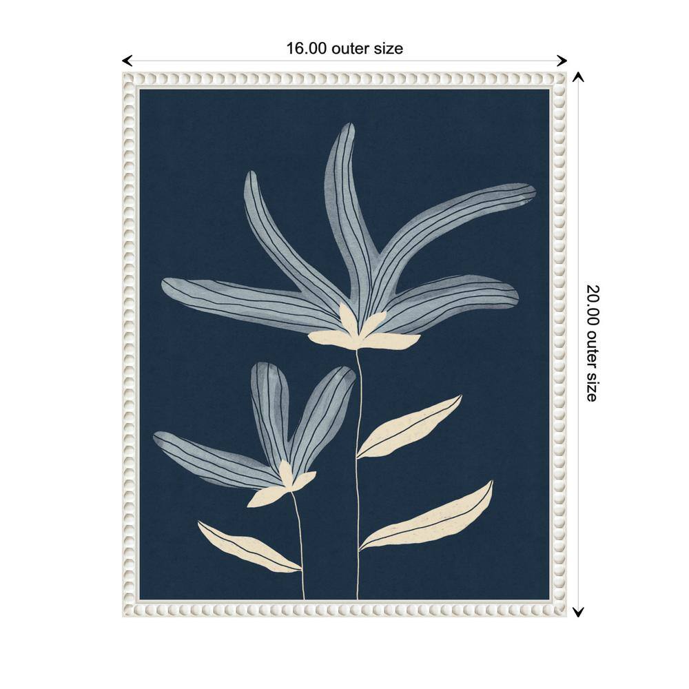 Two Flowers Abstract Navy and White Canvas Wall Art