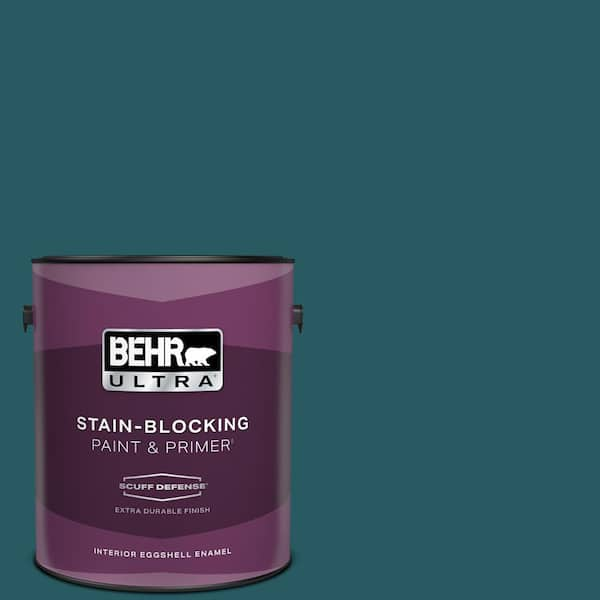 BEHR ULTRA 1 gal. #PPF-56 Terrace Teal Extra Durable Eggshell Enamel Interior Paint & Primer