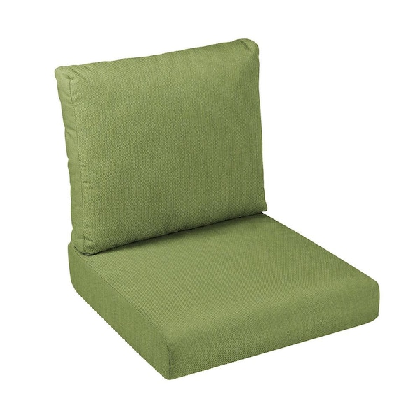 SORRA HOME 22.5 x 22.5 x 5 in., 2-Piece Deep Seating Outdoor Dining Chair Cushion in Sunbrella Spectrum Cilantro