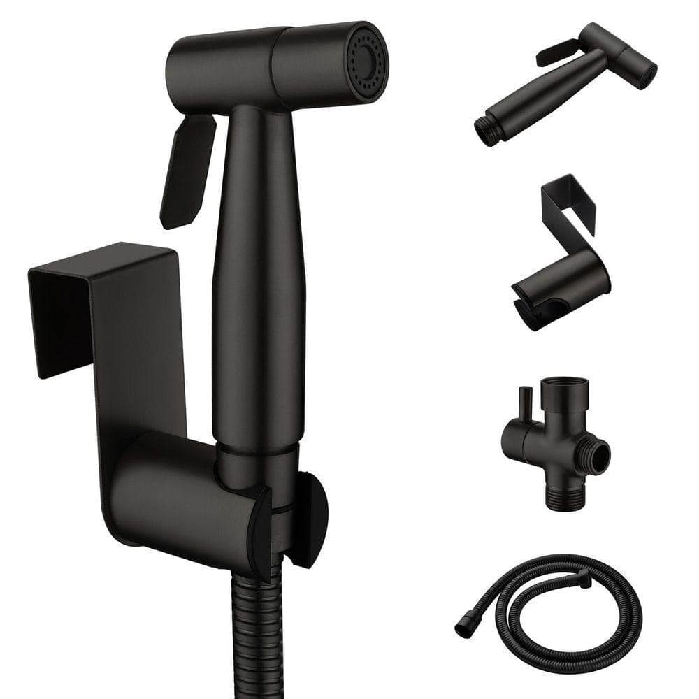 Miscool Novis Single-Handle Bidet Faucet with Bidet Sprayer and Flexible Bidet Hose in Matte Black