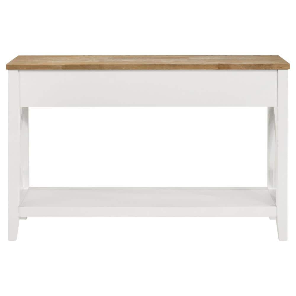 Coastal Brown and White Wood Console Table with Storage