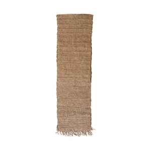 108 in. W x 104 in. L Natural Browns/Tans Solid Woven Raffia Fiber Table Runner with Fringe