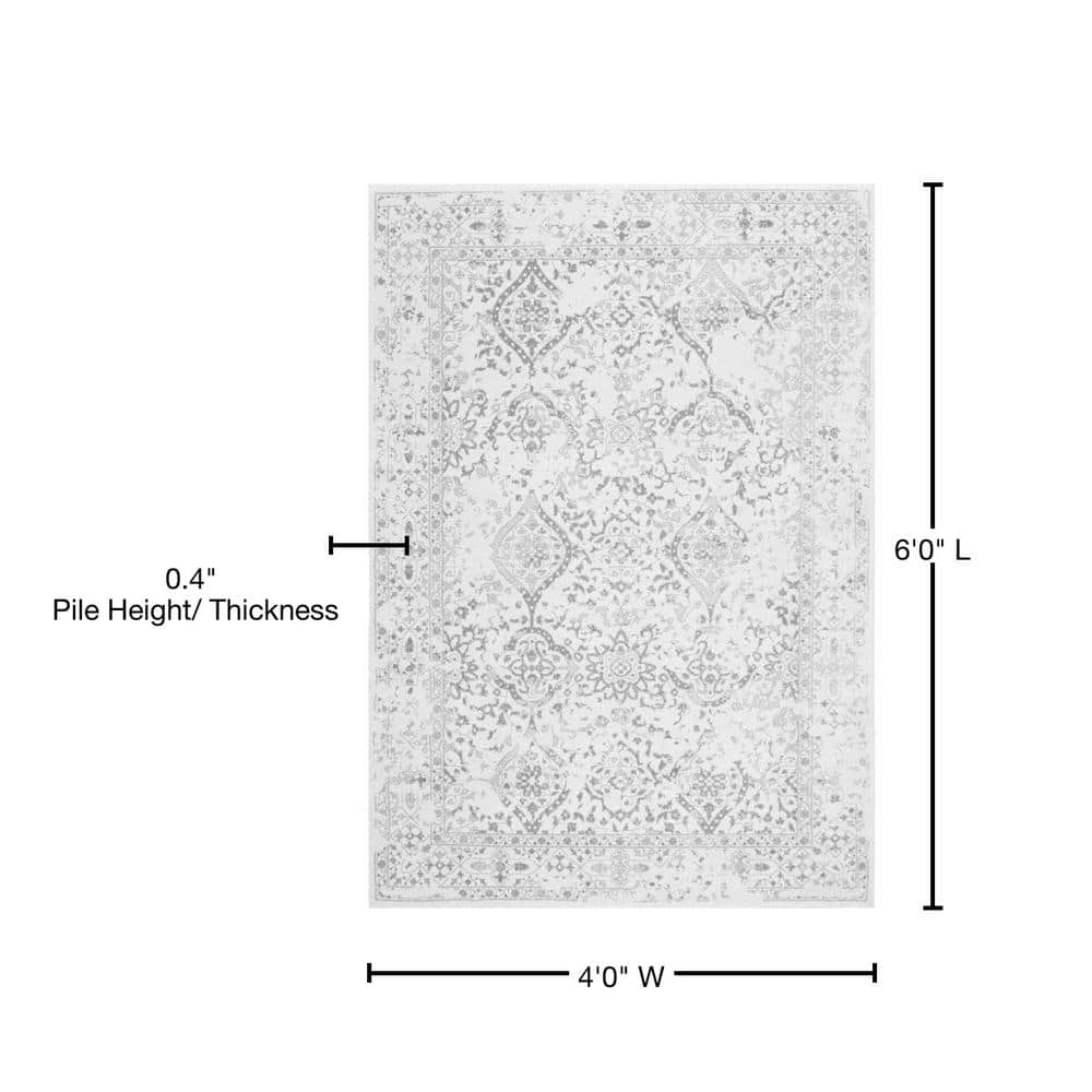 Luxe Ivory Plush 4'x7'7" Rectangle Polypropylene Area Rug