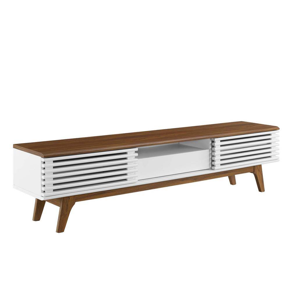 Reviews for MODWAY Render 70 in. Walnut White TV Stand Fits up to 70 in
