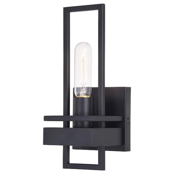VAXCEL Marquis 1-Light Matte Black Contemporary Wall Sconce