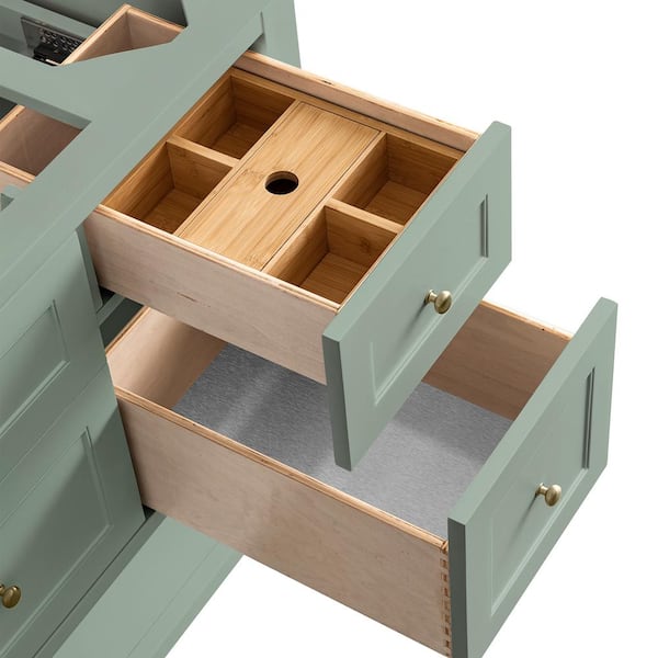 Breckenridge 48.0 in. W x 23.5 in. D x 34.2 in. H Bathroom Vanity in Smokey Celadon with White Zeus Quartz Top