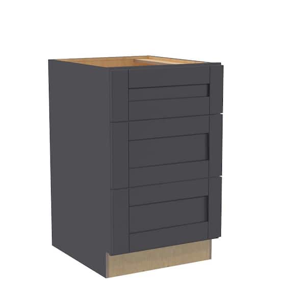 Washington 21 in. W x 24 in. D x 34.5 in. H Assembled Plywood Drawer Base Kitchen Cabinet in Onyx with Soft Close