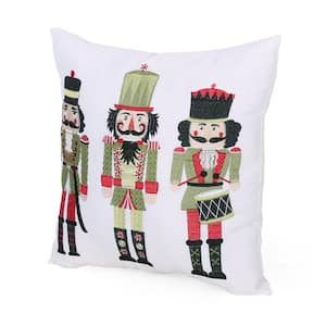Cibola White Nutcrackers Polyester 18 in. x 18 in. Christmas Throw Pillow Cover