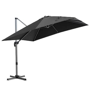 10 ft. x 10 ft. 360-Degree Rotating Cantilever Patio Umbrella with Cross Base in Black