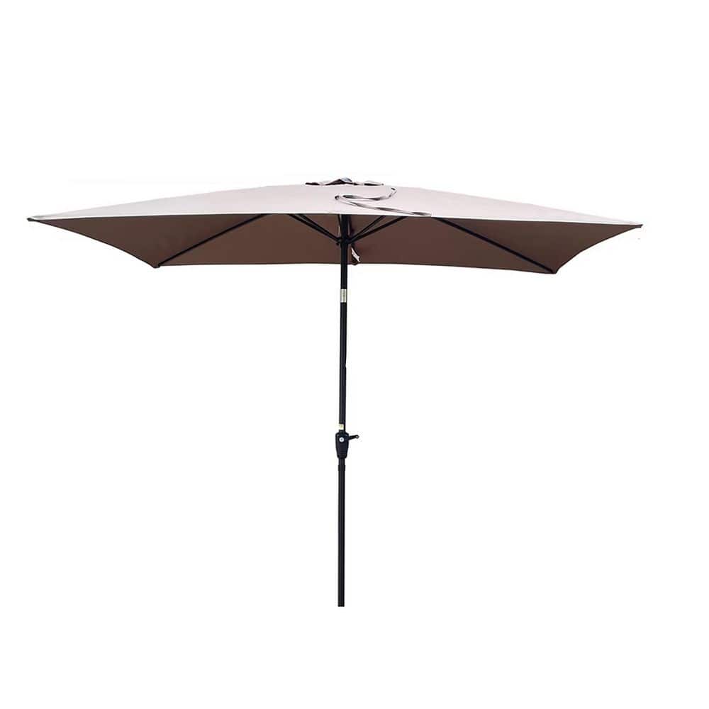 9 ft. Steel Market Push-Button Tilt Rectangular Patio Umbrella in Mushroom Gray with Crank Lift (Base Not Included) price history on PriceWatchPro