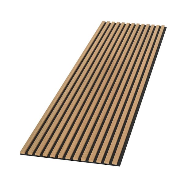 Ejoy 94 in. x 23.6 in x 0.8 in. Acoustic Vinyl Wall Cladding Siding Board in American Oak Color (Set of 2-Piece)