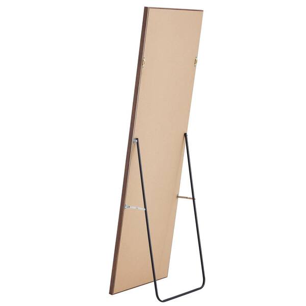 Unbranded 18 in. W x 58 in. H Rectangle Brown Wood Framed Floor Standing Mirror, Wall Mounted Mirror for Bathroom, Bedroom