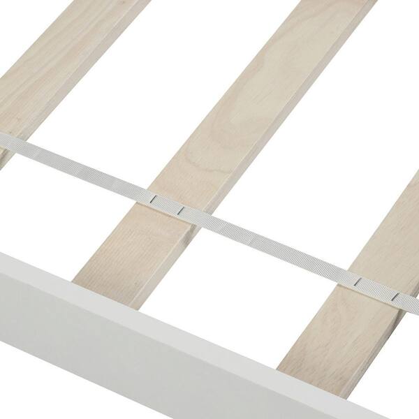 ANBAZAR Twin Size White Platform Bed Frame with Wood Slats
