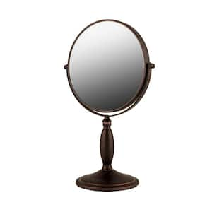 Antique Bronze Tabletop Makeup Mirror, 8 Inch, Dual-Sided 1x / 7x Magnification (MNLAT80ABZ1X7X)