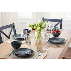 Taite 16-Piece Reactive Glaze Midnight Blue Stoneware Dinnerware Set (Service for 4)