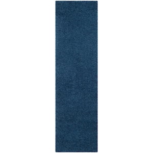 Laguna Shag Blue 2 ft. x 6 ft. Solid Runner Rug