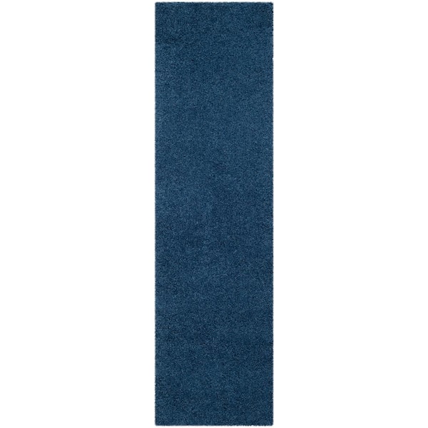 SAFAVIEH Laguna Shag Blue 2 ft. x 8 ft. Solid Runner Rug