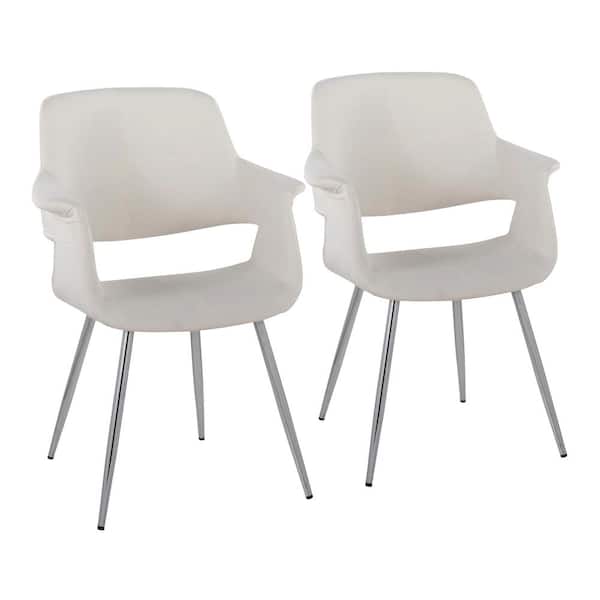 Lumisource Vintage Flair Cream Velvet and Chrome Metal Arm Chair (Set of 2)