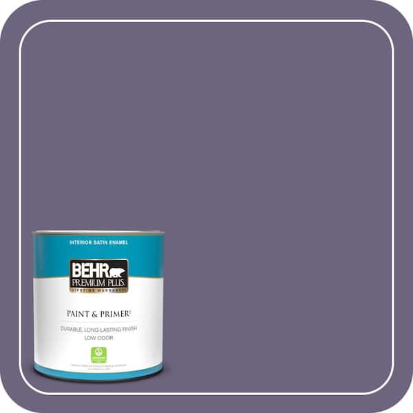 BEHR PREMIUM PLUS 1 qt. #650F-6 Victorian Iris Satin Enamel Low Odor Interior Paint & Primer