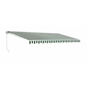 16 ft. Motorized Retractable Awning (120 in. Projection) in Green and White