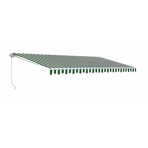 ALEKO 20 ft. Motorized Retractable Awning (120 in. Projection) in Green and White Stripe