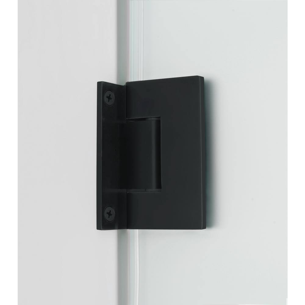 Kinkade XL Matte Black Frameless Hinged Shower Door with Frosted Glass