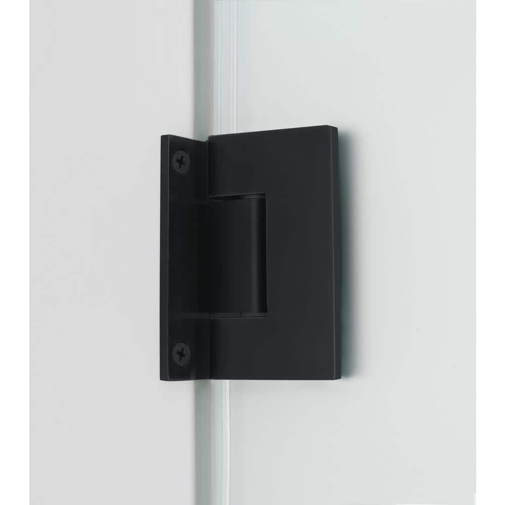 Matte Black Frameless Hinged Shower Door with Frosted Glass, 80" x 33"