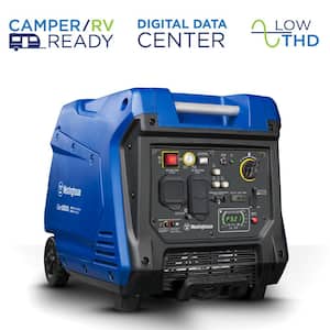 4,500-Watt Gas Powered Portable Inverter Generator with Remote Electric Start, LED Data Center