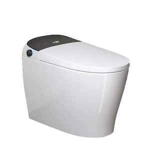 Tankless Elongated Bidet Toilet 1.27 GPF in White with Black Backlid, Auto Flush, Warm Air Dryer, Bubble Infusion Wash